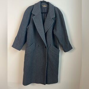 Vintage London Fog Gray 100% Wool Women’s Long Line Overcoat Sz 10 Petite